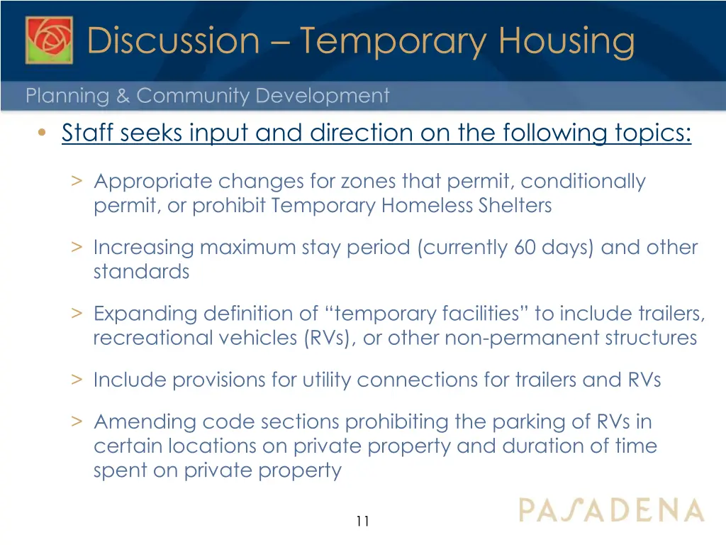 discussion temporary housing