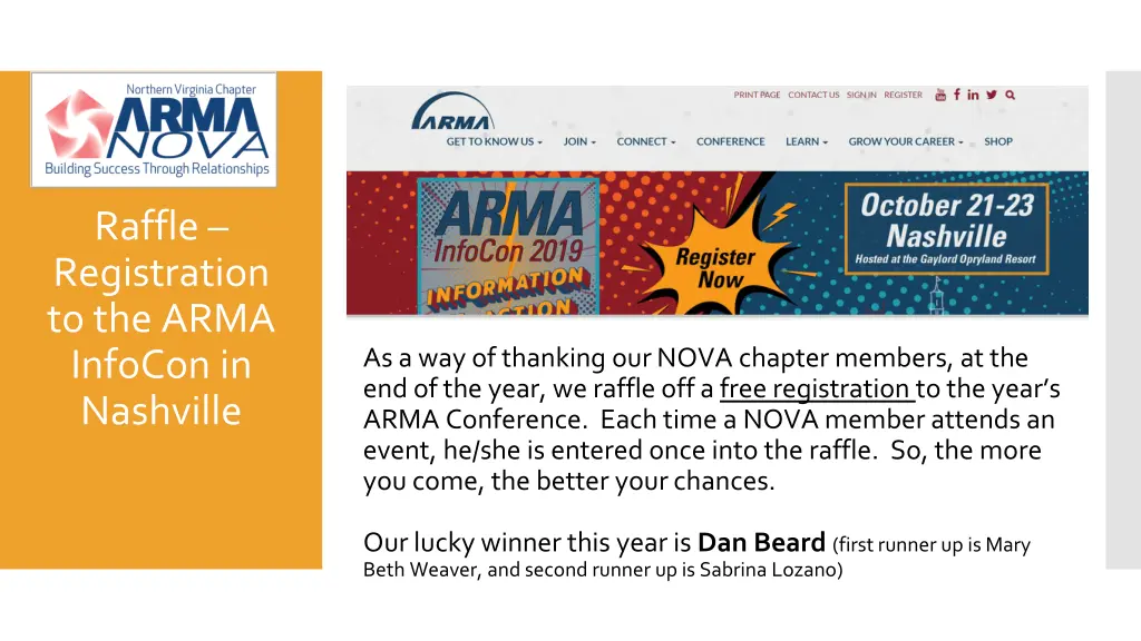 raffle registration to the arma infocon