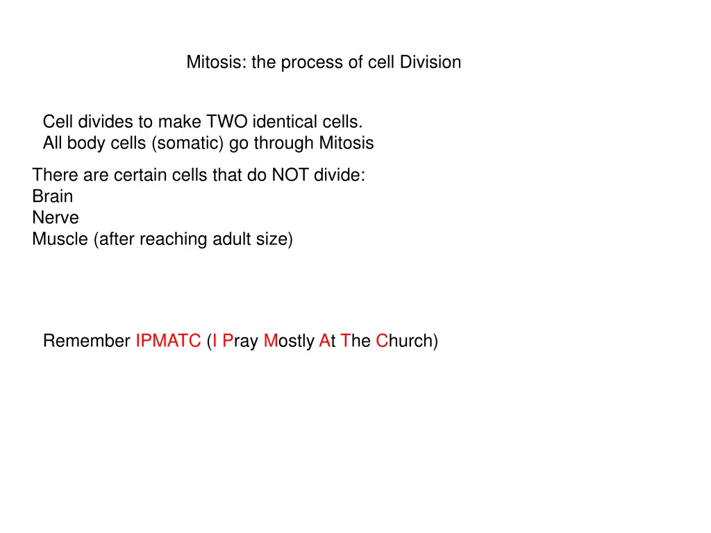 mitosis the process of cell division