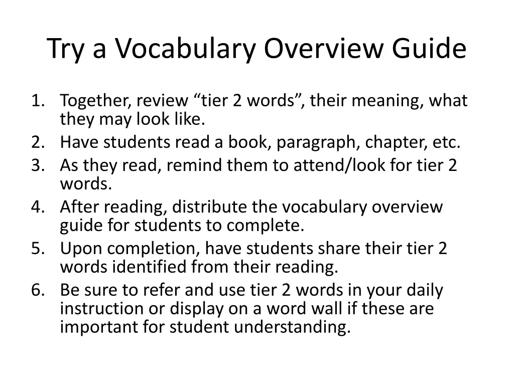 try a vocabulary overview guide