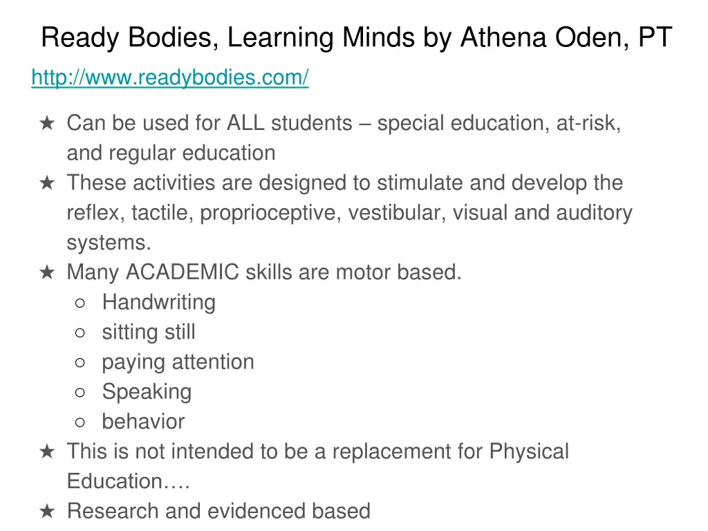 ready bodies learning minds by athena oden pt 1