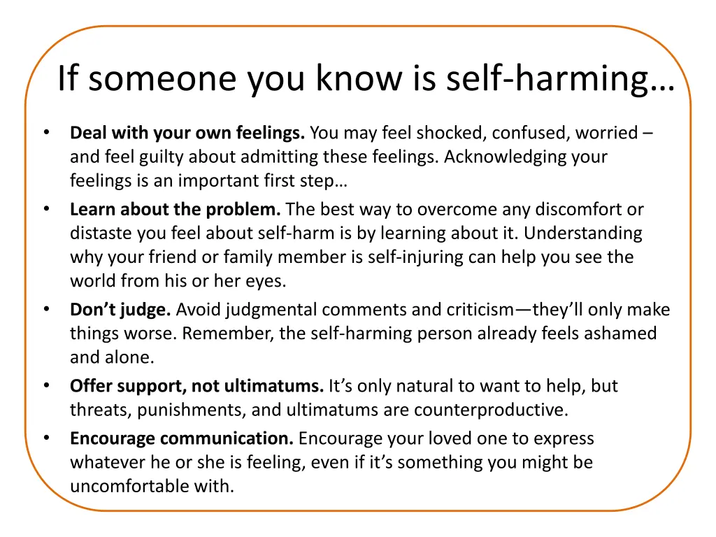 if someone you know is self harming