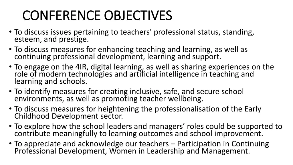 conference objectives conference objectives
