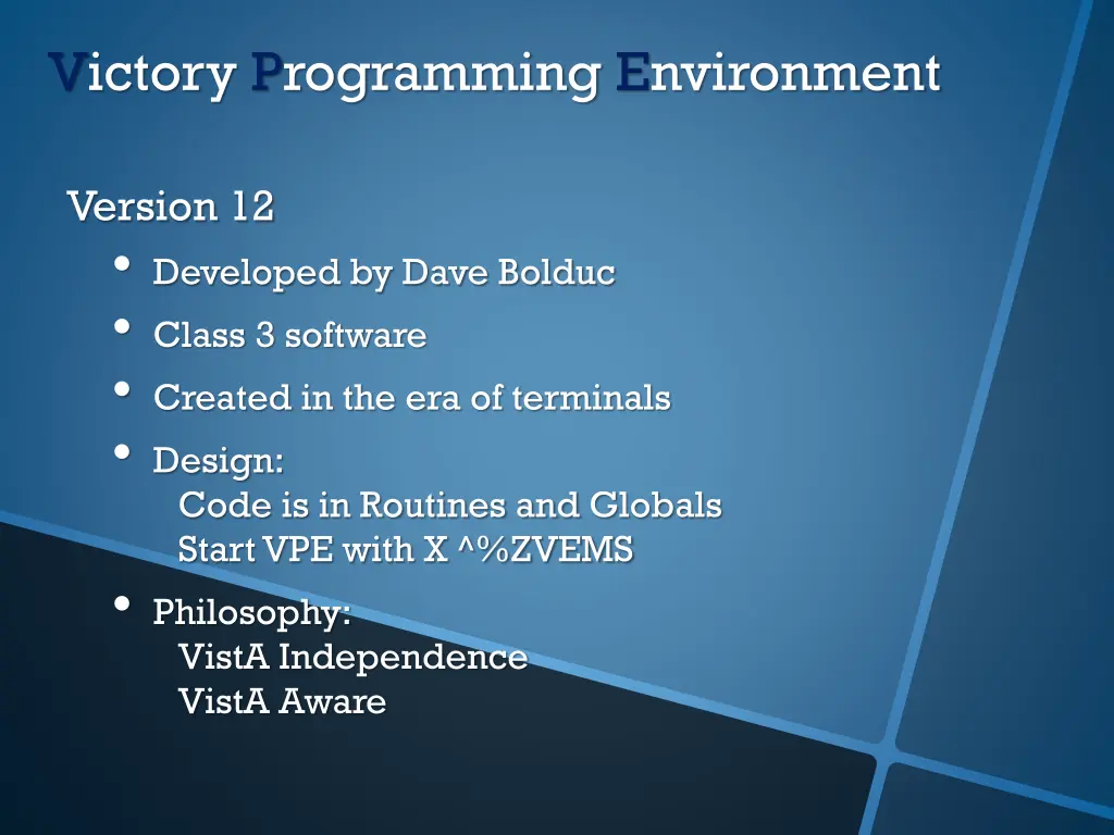 victory programming environment 1