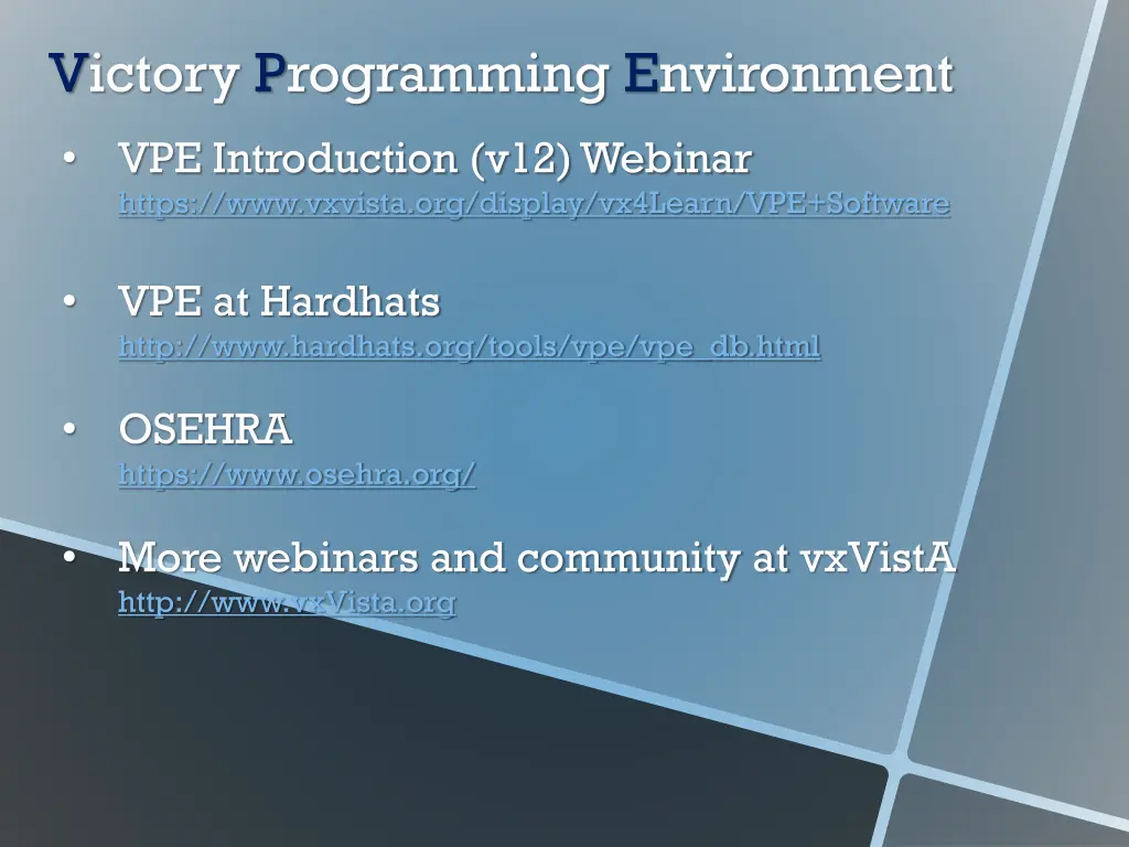 victory programming environment 11