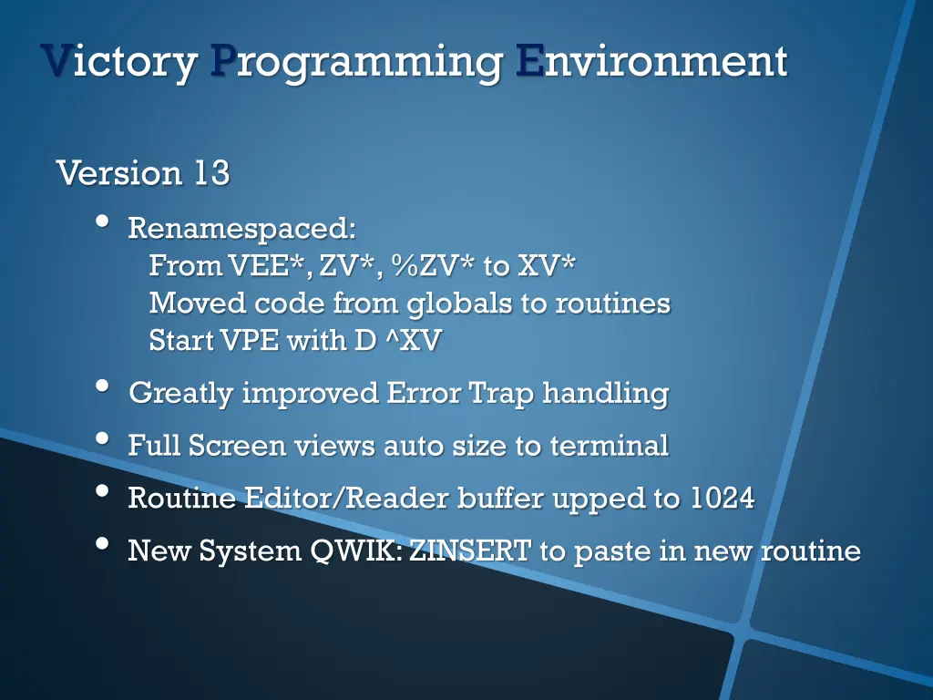 victory programming environment 2