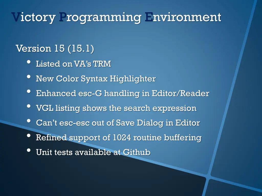 victory programming environment 4
