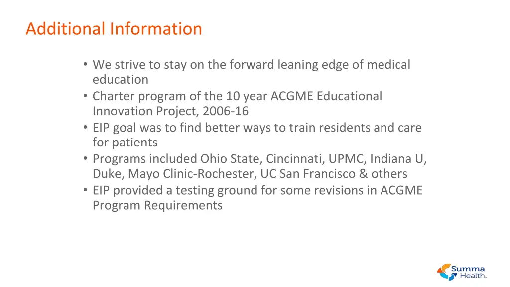 additional information