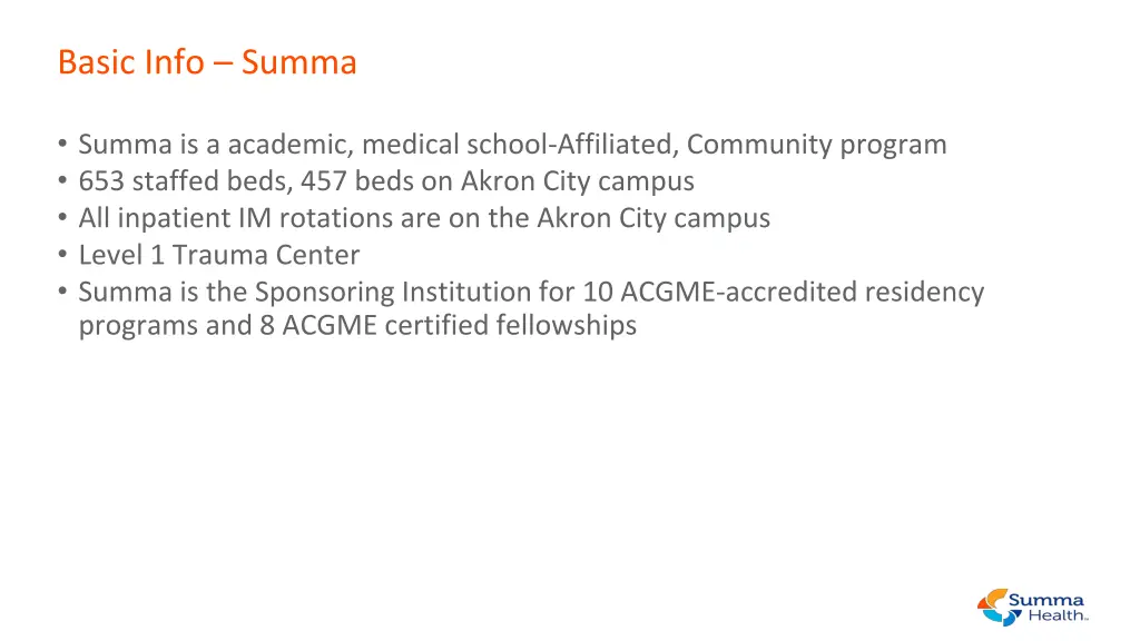 basic info summa