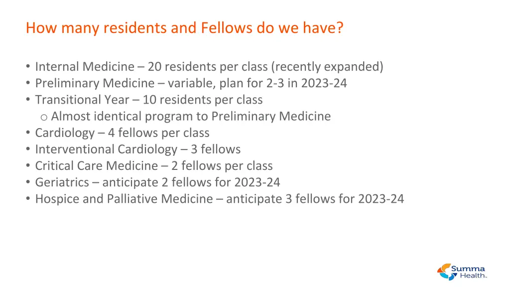 how many residents and fellows do we have