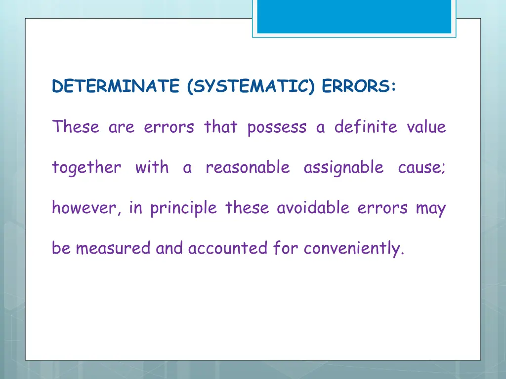determinate systematic errors