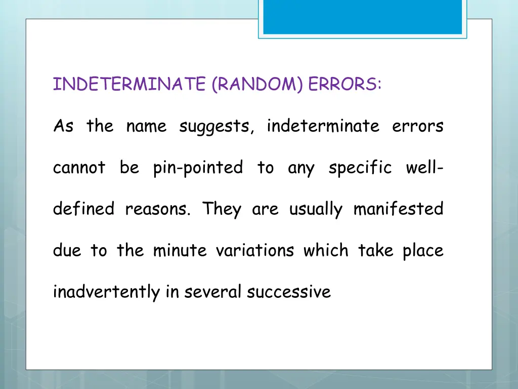 indeterminate random errors