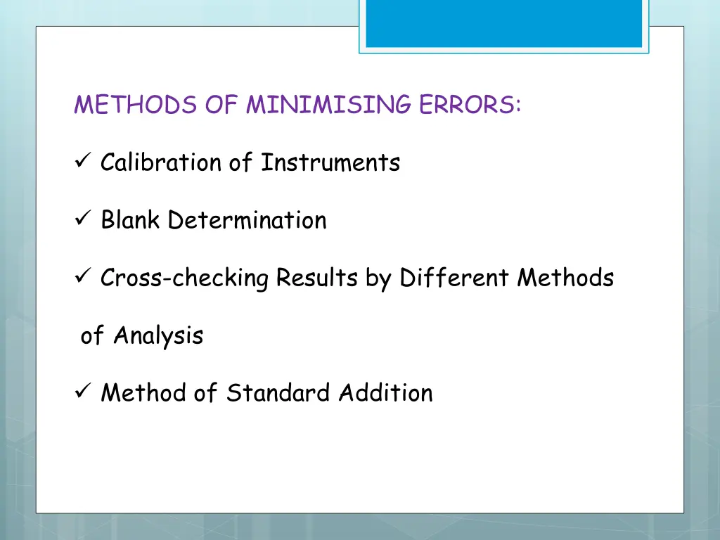 methods of minimising errors