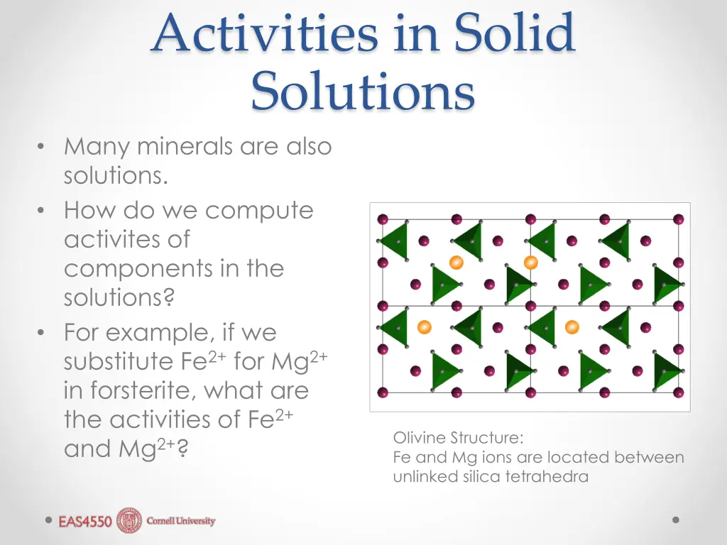 activities in solid solutions many minerals