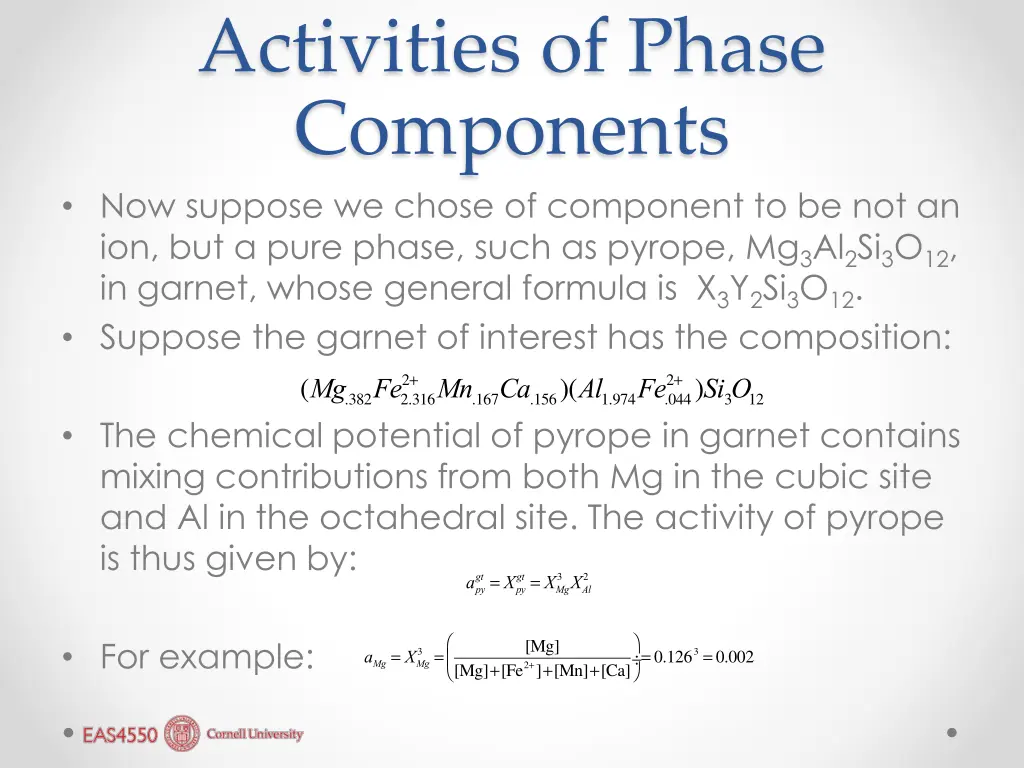 activities of phase components now suppose