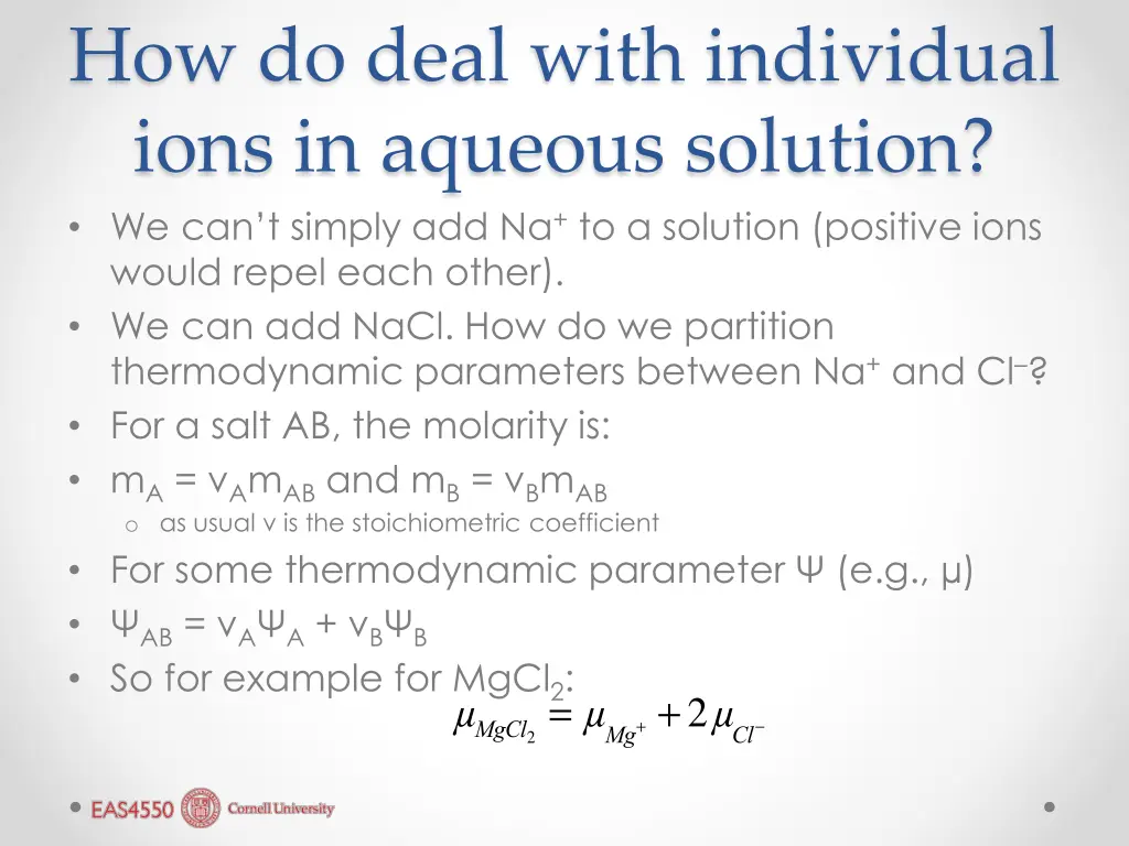 how do deal with individual ions in aqueous