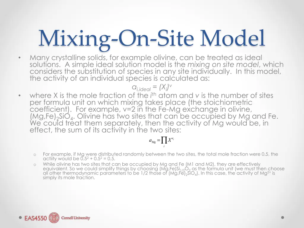 mixing on site model many crystalline solids