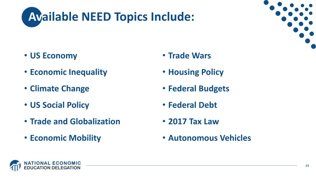 available need topics include