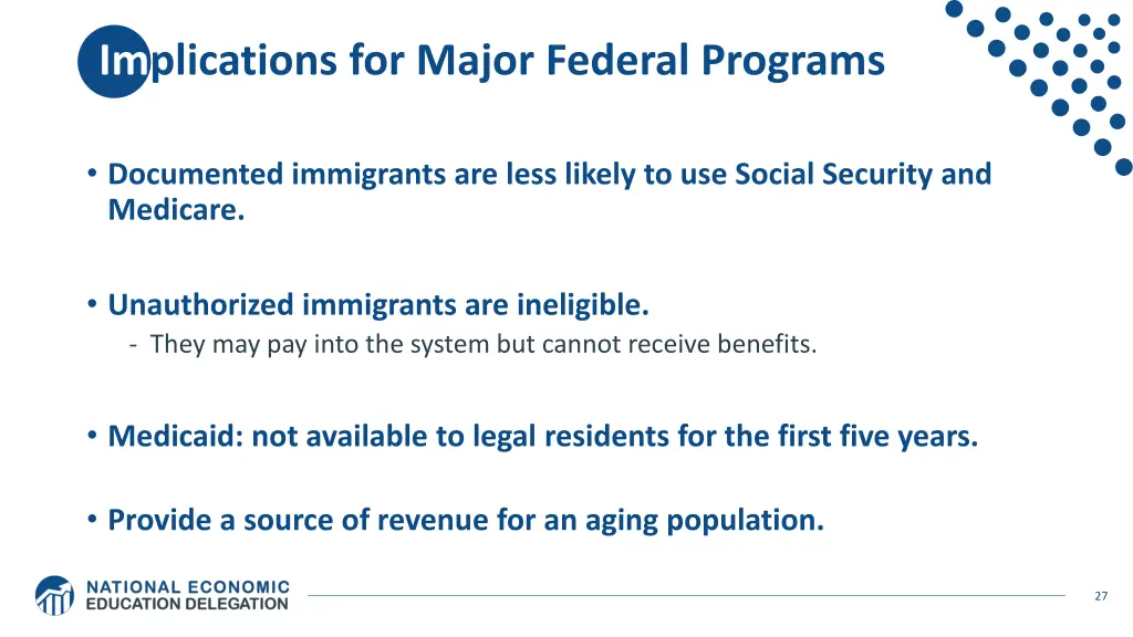 implications for major federal programs