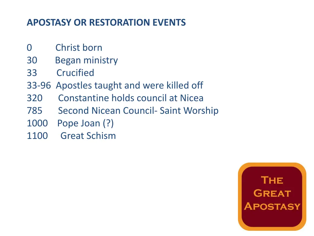 apostasy or restoration events 1