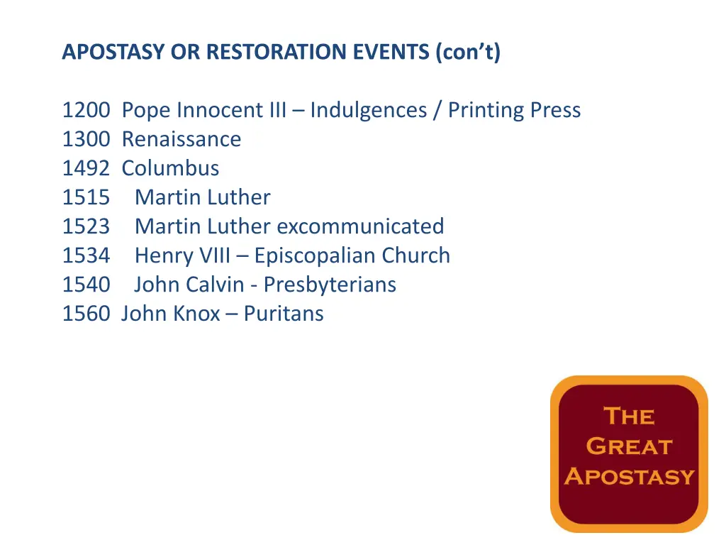 apostasy or restoration events con t