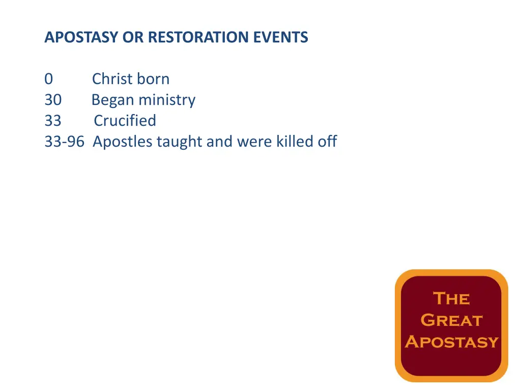 apostasy or restoration events