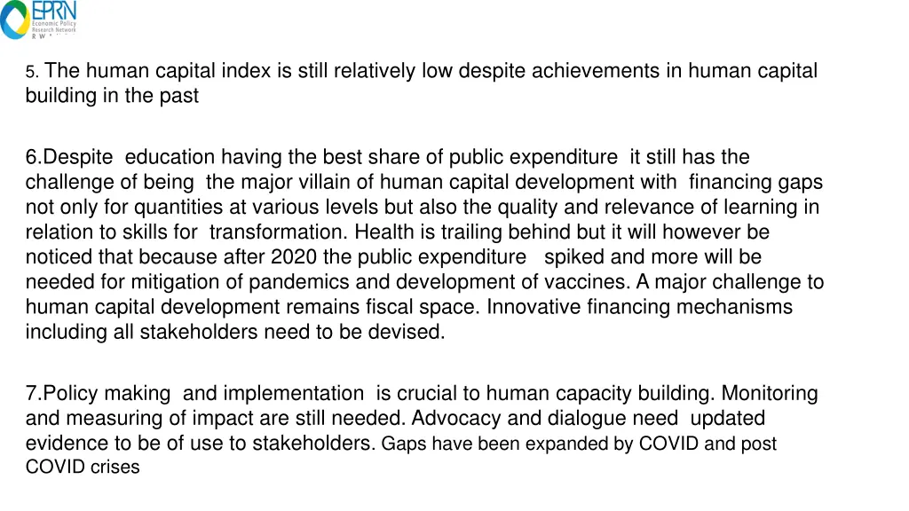 5 the human capital index is still relatively