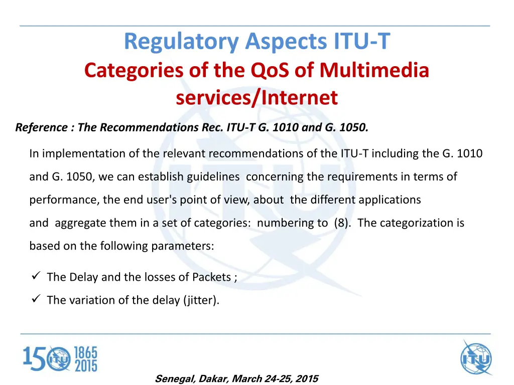regulatory aspects itu t categories