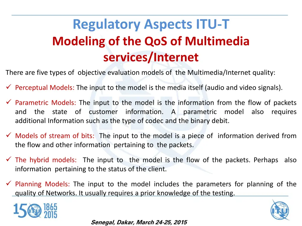 regulatory aspects itu t modeling