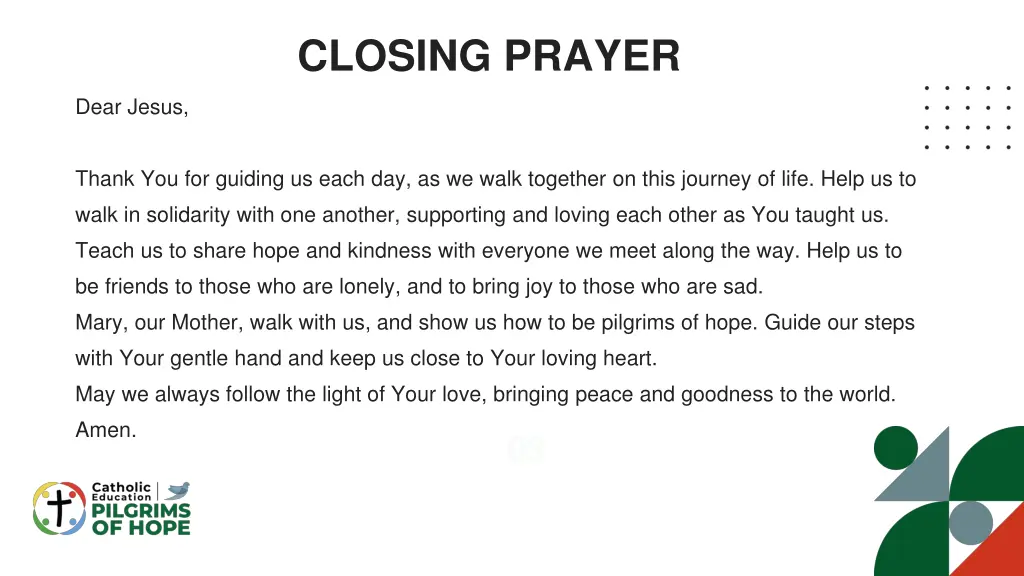 closing prayer