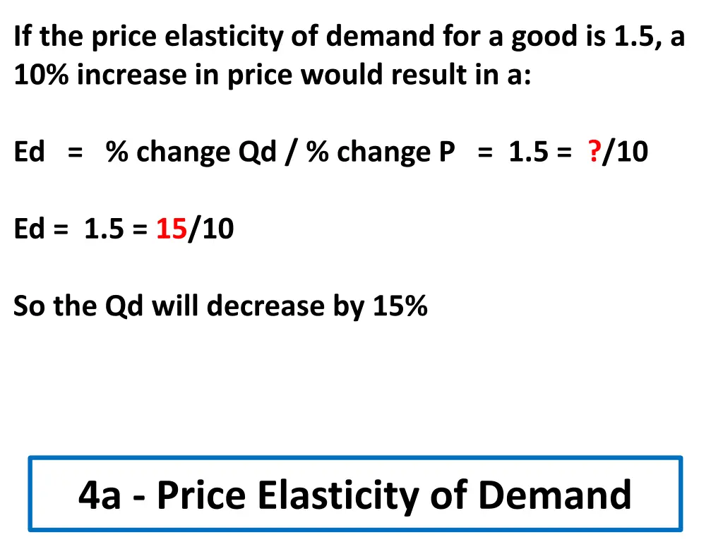 if the price elasticity of demand for a good