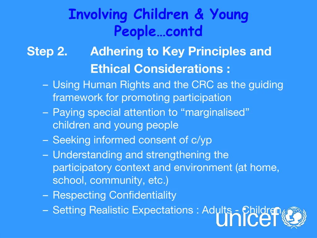 involving children young people contd step