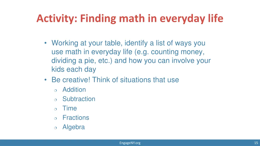 activity finding math in everyday life
