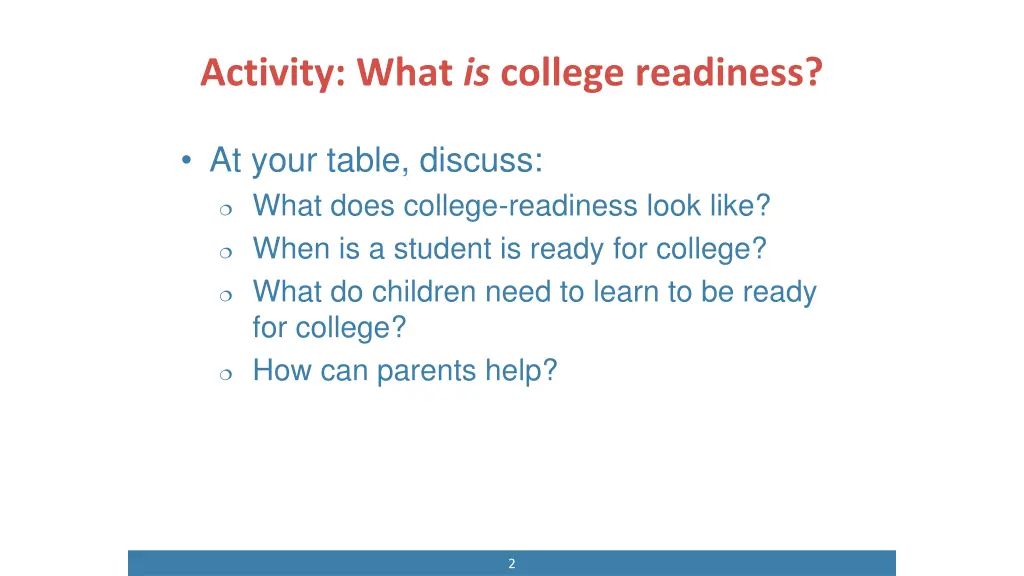 activity what is college readiness