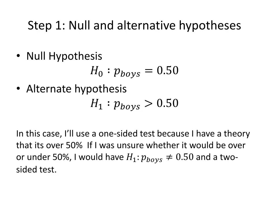 step 1 null and alternative hypotheses