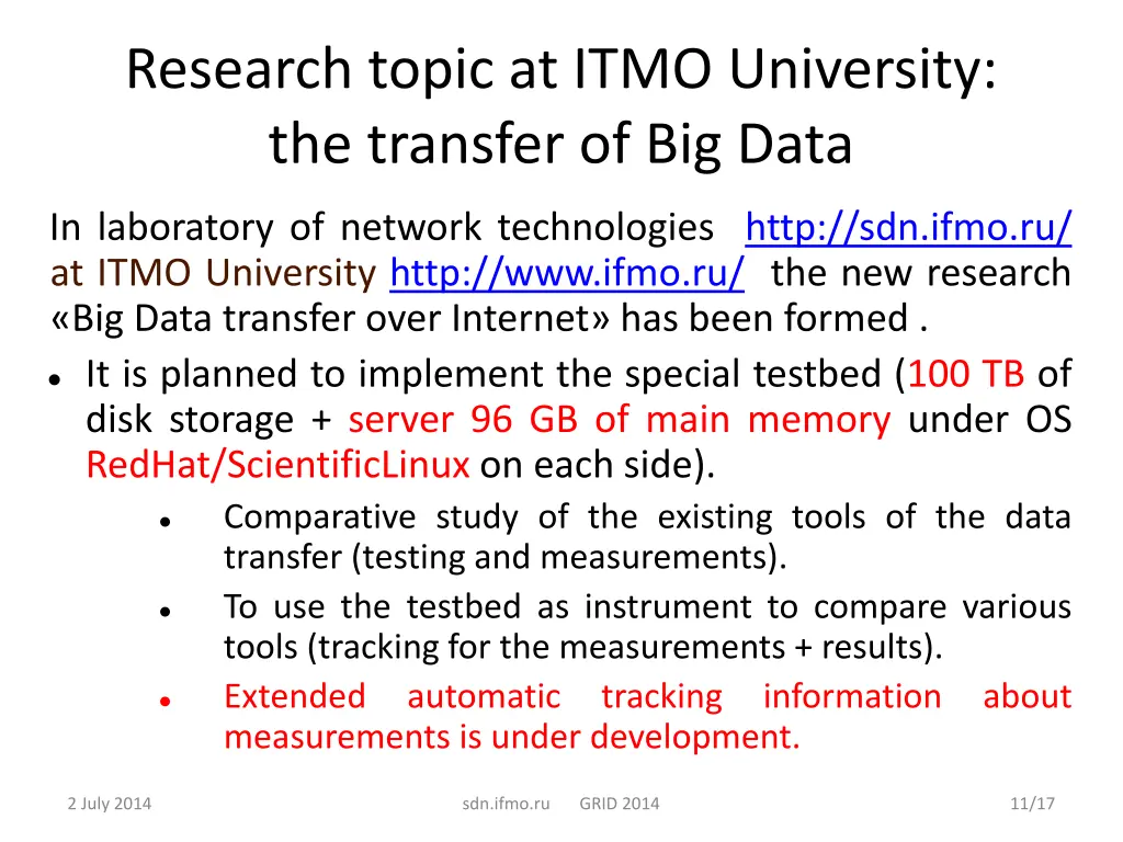 research topic at itmo university the transfer