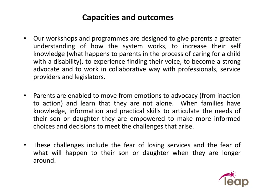 capacities and outcomes