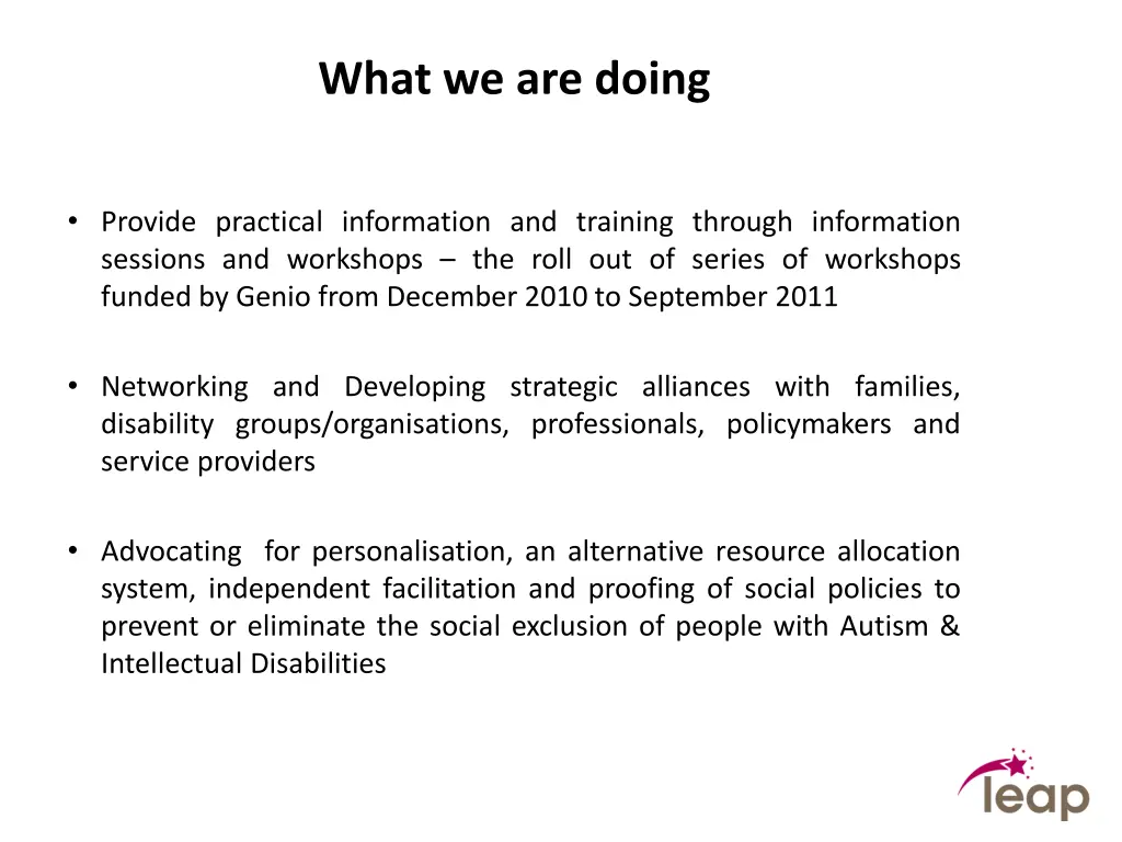 what we are doing
