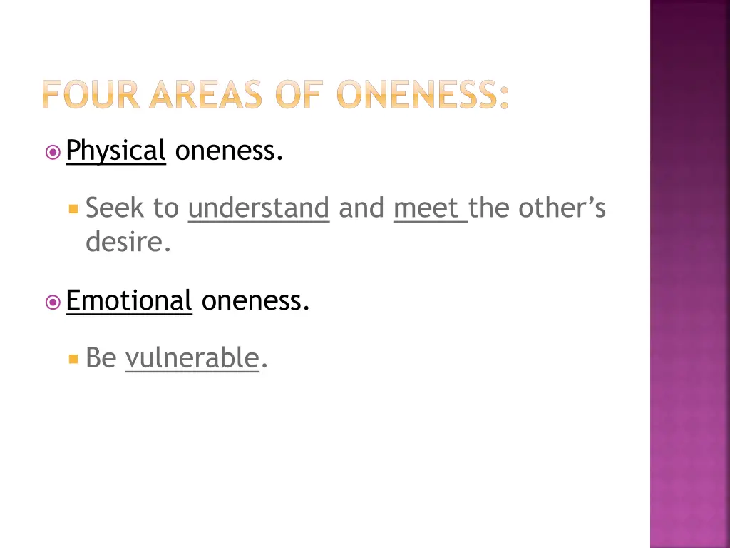 four areas of oneness 1