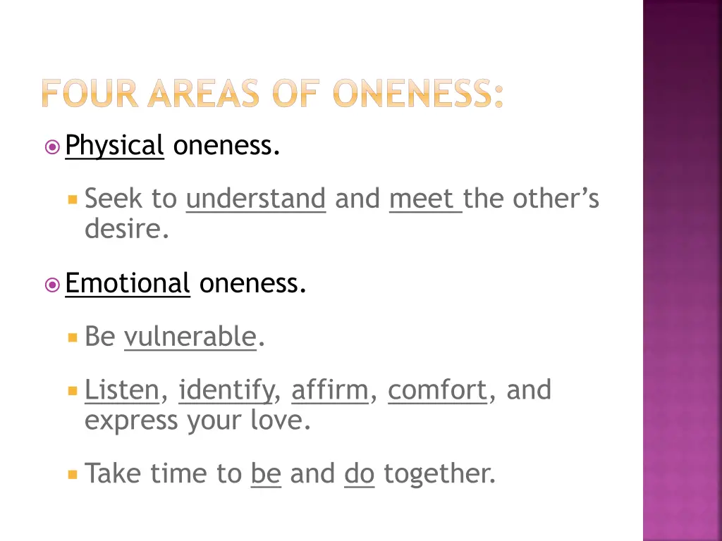 four areas of oneness 2