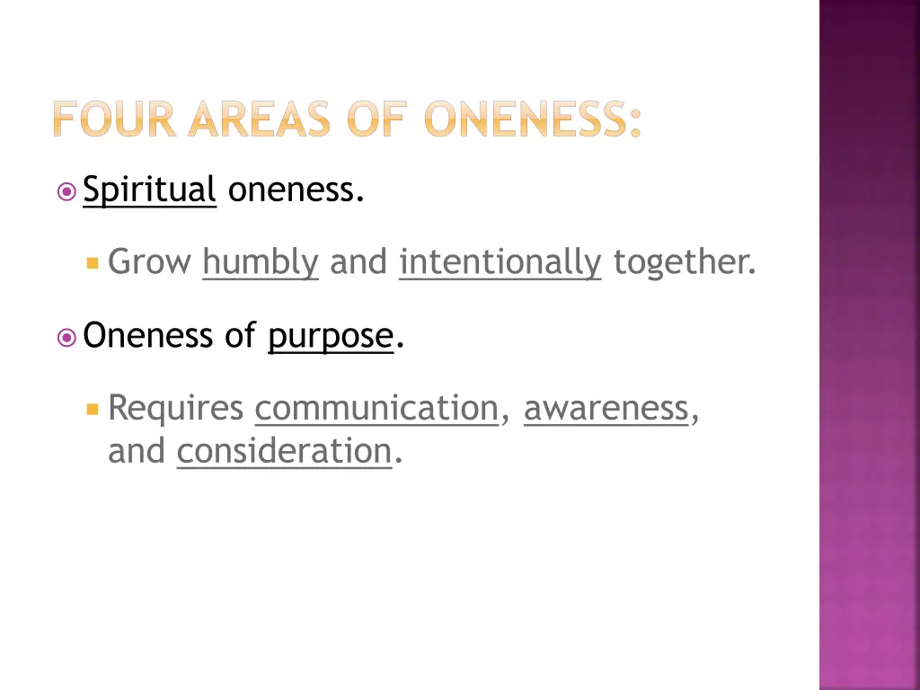 four areas of oneness 5