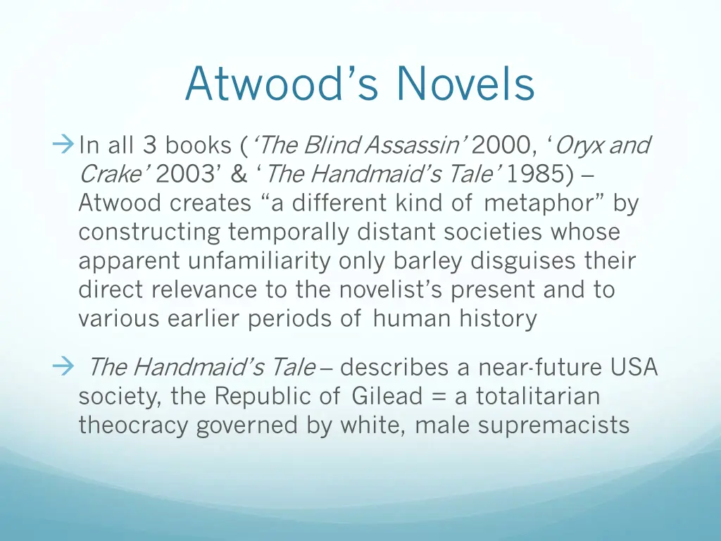 atwood s novels