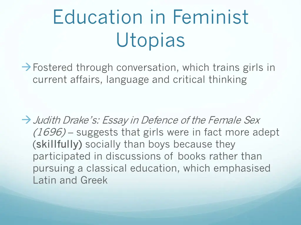 education in feminist utopias