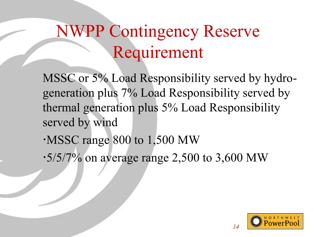 nwpp contingency reserve requirement
