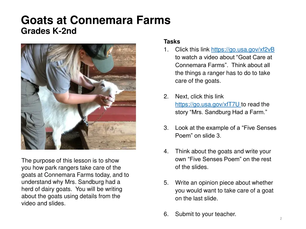 goats at connemara farms grades k 2nd