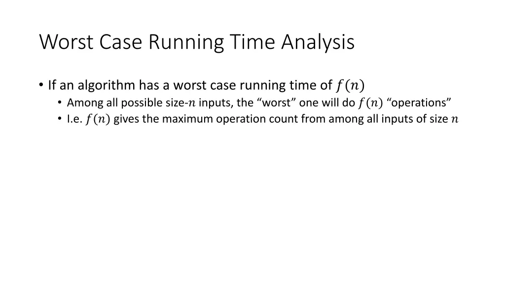 worst case running time analysis