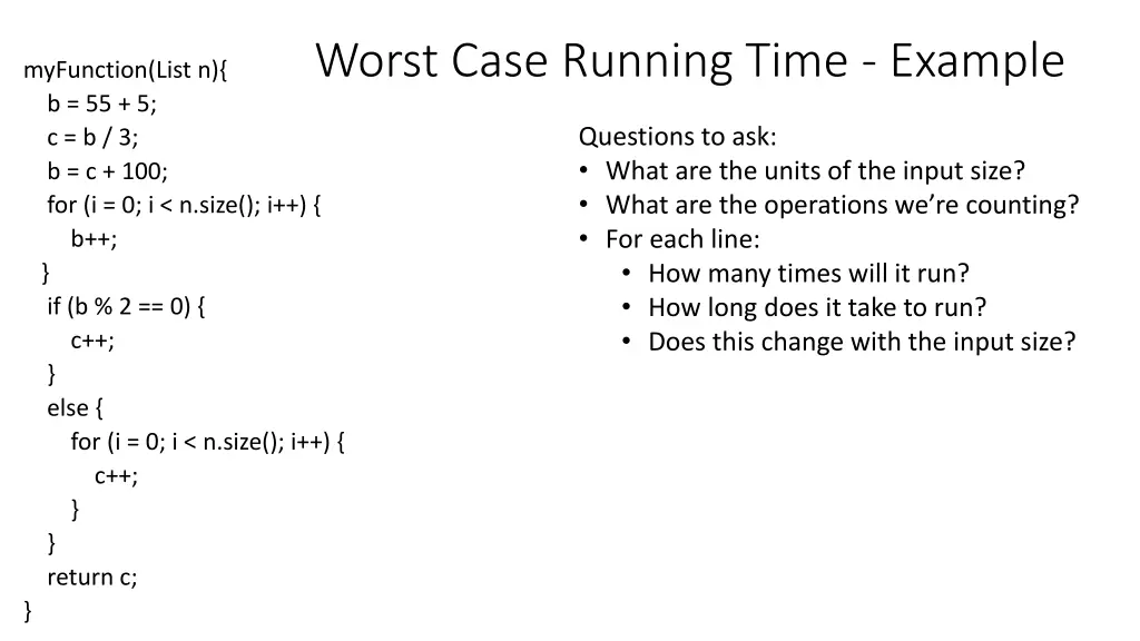worst case running time example