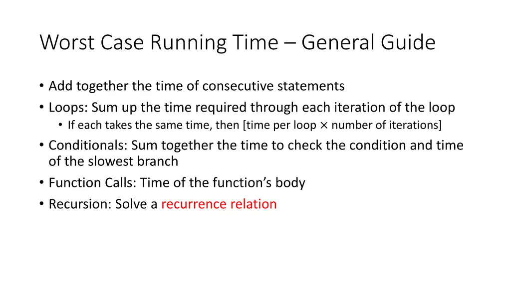 worst case running time general guide