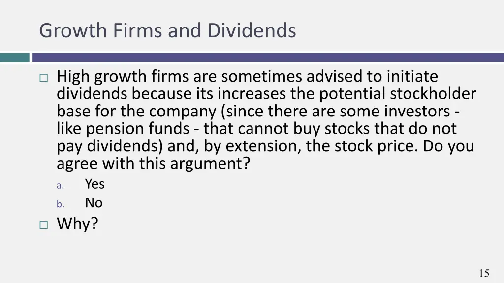 growth firms and dividends