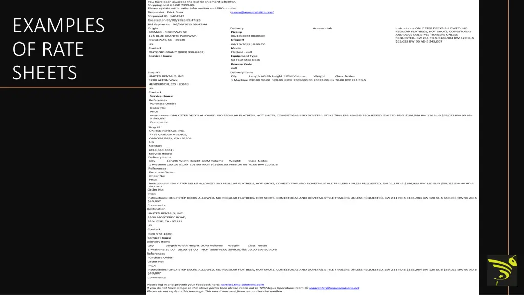 examples of rate sheets 2